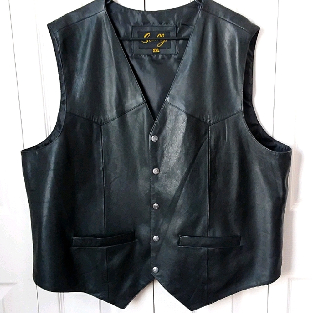 Black leather western vest 2xl Scully western leather biker vest XXL never wore